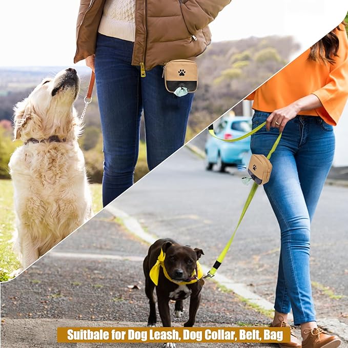 Dog Waste Bag Dispenser Pet Poop Bags Holder for Doggie Waste Bags Dispensers Soft Fabric Zipper Small Doggy Puppy Pouch for Leash Accessory Attachment with Carrier,No-KaqiXFB