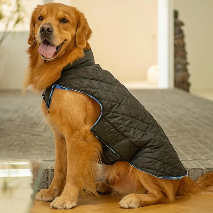 CuteBone Winter Dog Jacket - Reversible, Windproof & Waterproof, Thick Soft Coat with Leash Hole for Small, Medium & Large Dogs
