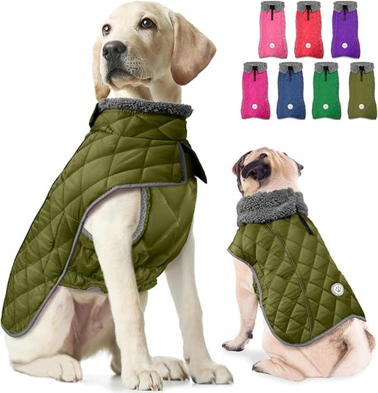 Fragralley Dog Winter Coat, Waterproof Windproof Reflective Fleece Jacket with Harness Hole, Warm Snow Vest for Small Medium Large Dogs, Ideal Gifts