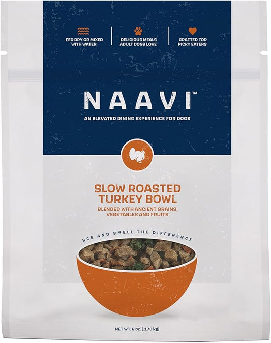 Natural Dog Food - Slow-Roasted Turkey Bowl with Ancient Grains, Vegetables & Fruits - Ideal Wet/Dry Meal or Premium Dog Food Toppers for Picky Eaters (6 oz)
