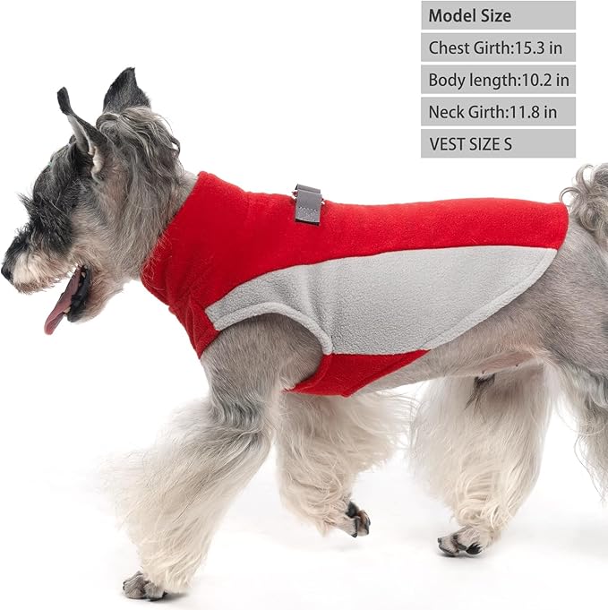 KOOLTAIL Small Dog Sweater - Dog Fleece Vest Jacket with Leash D-Ring for Small Medium Dogs, Soft Pullover Winter Warm Cold Weather Coats, Pet Fall Clothes Outfit for Puppy Cat Boys&Girls, Red S