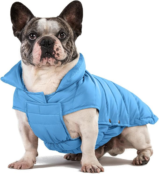 SPACE LION Dog Puffer Jacket, Down Winter Coat, Durable Outdoor Coat for Cold and Windy Conditions, Waterproof, Lightweight Jacket, Adjustable Fit for Small, Medium, Large Dogs(Blue,16/XL)