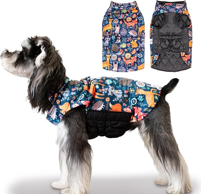 CuteBone Winter Dog Coat - Waterproof Windproof Reversible Vest, Thick Adjustable Cold Weather Jacket for Small Medium Large Dogs, Soft With Leash Hole
