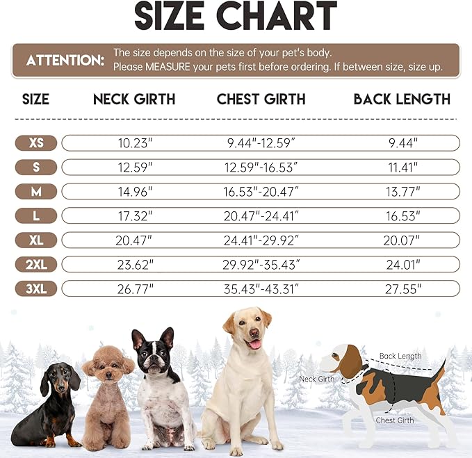 BRKURLEG Dog Winter Coat, Warm Dog Jackets for Small and Medium Large Dogs, Reflective Adjustable Pet Cold Weather Coats, Waterproof Windproof Dogs Snow Jacket Clothes Warm Vest (S, Khaki)