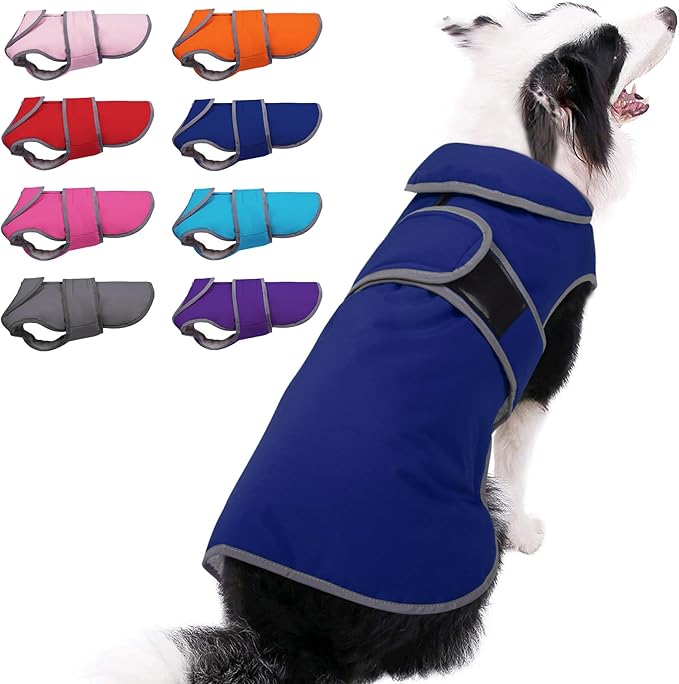 MIGOHI Reflective Waterproof Windproof Dog Coat - Warm Jacket Reversible Stormguard Winter Vest for Small to Large Dogs (Navy, XXL)