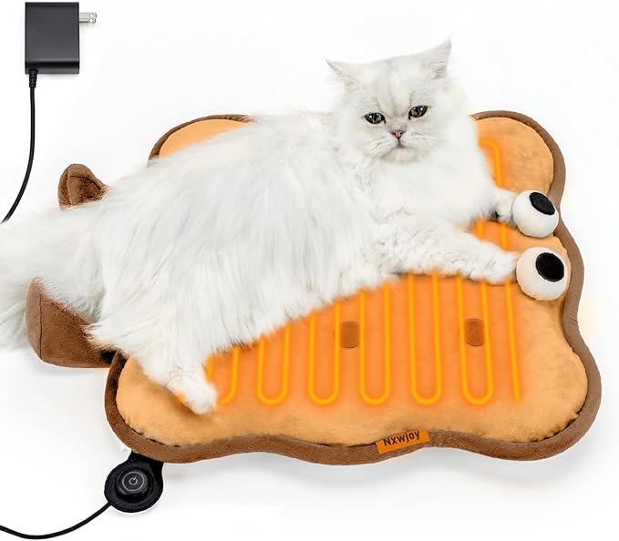 Heating Pad Cat Beds for Indoor Cats Dogs Pets Extra Large Electric Heated Warming Mat Ketten Bed with Removable Cover Biscuits Brown 21"X 21"