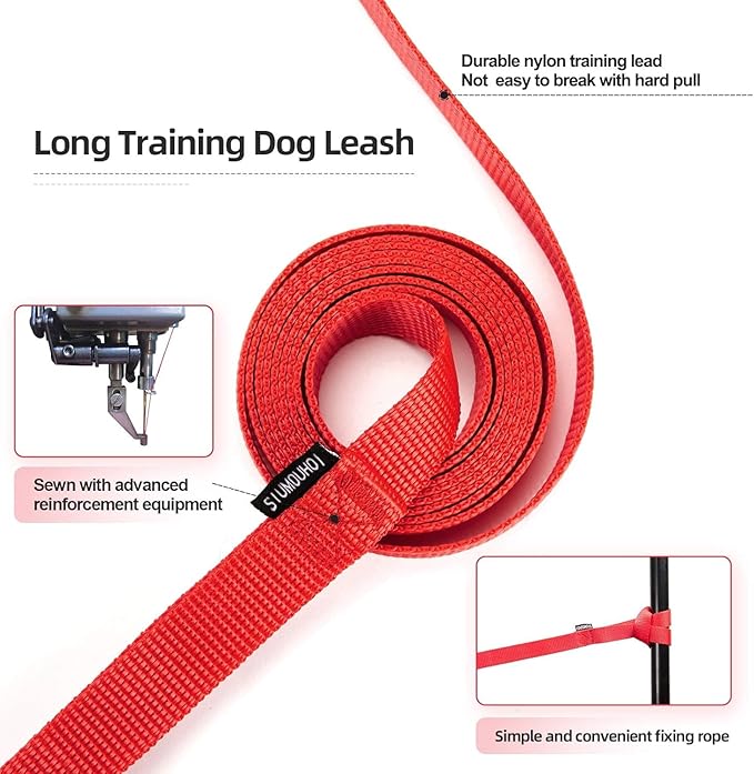 Dog/Puppy Obedience Recall Training Agility Lead -15ft 20ft 30ft 40ft 50ft Training Leash - Great for Play, Camping, or Backyard - Rainbow 15ft