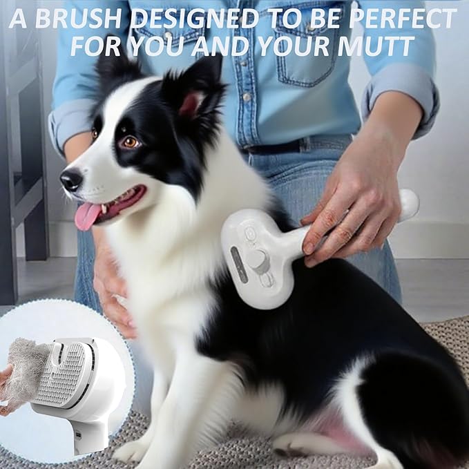 Fresh Fur Shower Brush, 3-in-1 Self-Cleaning Steamy Pet Brush for Dogs & Cats – Grooming Tool for Long & Short Hair, Removes Loose Hair & Reduces Shedding