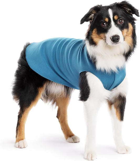 Goldpaw Stretchy Fleece Jacket for Small Dogs - Super Soft, Warm Dog Sweater - Pet Sweater Vest for Fall and Winter - Canine Clothes Made in The USA - Machine Washable - Marine Blue - Size 14