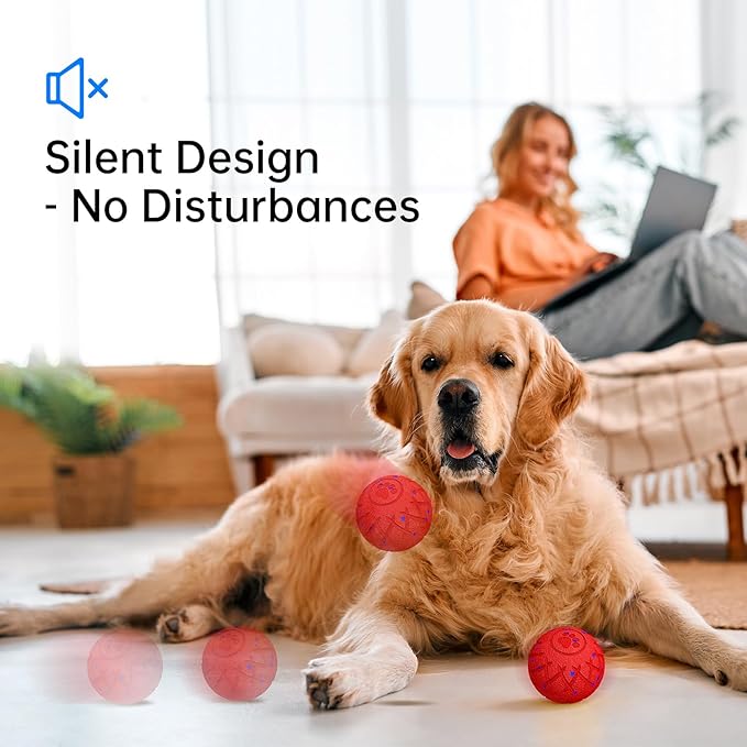 Interactive Dog Toys Dog Ball,Durable Motion Activated Automatic Rolling Toys for Medium/Large Dogs,Automatic Moving, Bouncing,and Rotating,E-TPU Material, IP54 Waterproof (Red)