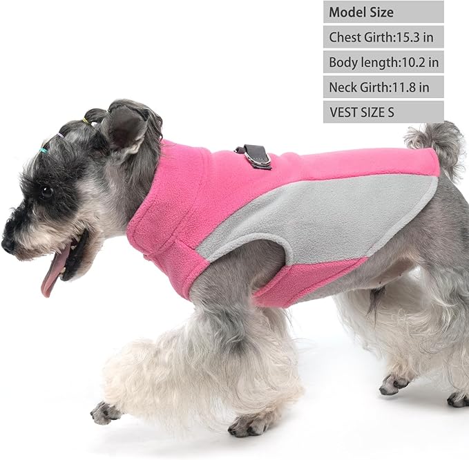 KOOLTAIL Small Dog Sweater - Dog Fleece Vest Jacket with Leash D-Ring for Small Medium Dogs, Soft Pullover Winter Warm Cold Weather Coats, Pet Fall Clothes Outfit for Puppy Cat Boys & Girls, Pink XS