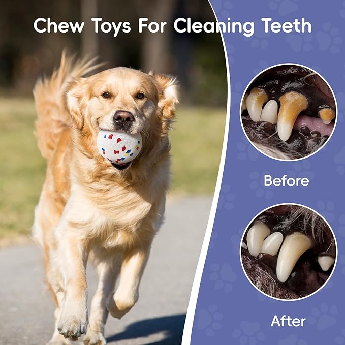 Dog Balls Tennis Balls for Dogs, Dog Toys for Aggressive Chewers, Durable Rubber Teething Chew Toys Water Floating Ball, Interactive Fetch Ball for Large Medium Small Dogs, Pets