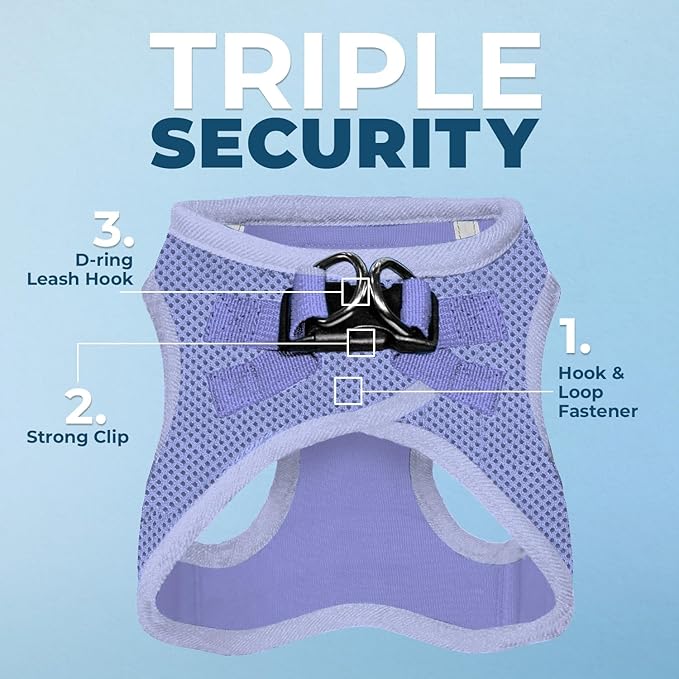 Best Pet Supplies Voyager Step-in Air Harness - All Weather Mesh, Reflective, No Pull Harness for Dogs, Cats - Secure with Hook & Loop Fastener, Buckle, Double D-Rings - Lavender, XL