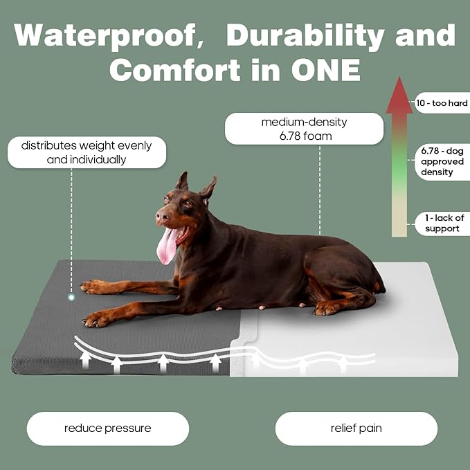 Durable Outdoor Waterproof Dog Bed up to 35 lbs Medium Dogs Chew Resistance Dog Crate Mat Washable Cover