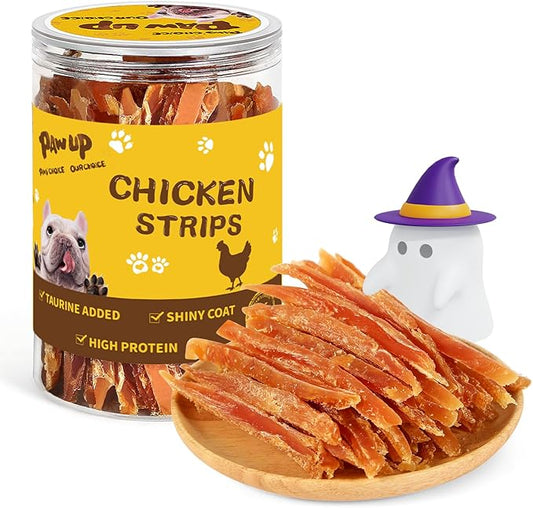 PAWUP Chicken Jerky Strips Dog Treats, Training Treats for Dogs w/Taurine, Low Fat, Natural Chicken Jerky Cuts, 12.5 oz