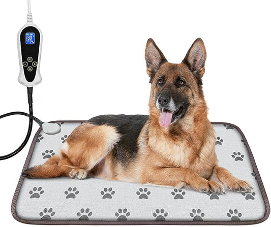 Bestio 34 × 21 in Large Dog Heating pad,Upgraded Smart Thermostat Switch Heated Dog Bed with Normally ON Function (1-24 Hours) - Paw
