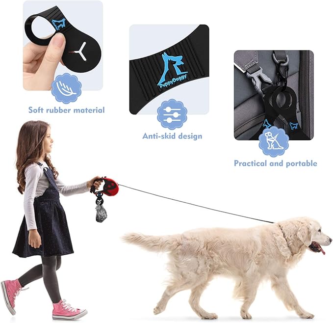 PuppyDoggy Dog Poop Bag Holder for Leash Waste Bag Carrier Dog Poop Bag Dispenser for Walking Running Bicycle Accessory 2 Pieces (Mixed Blue)