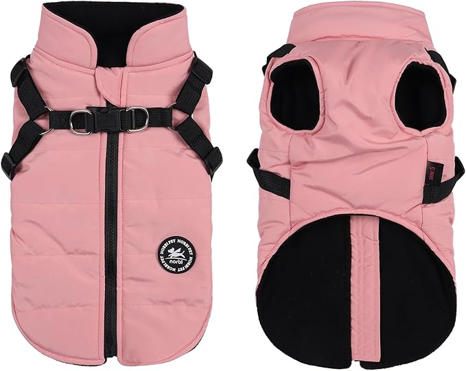 Norbi Dog Coat - Winter Jacket with Built-in Harness, Adjustable for Small to Large Dogs, Warm for Cold Weather