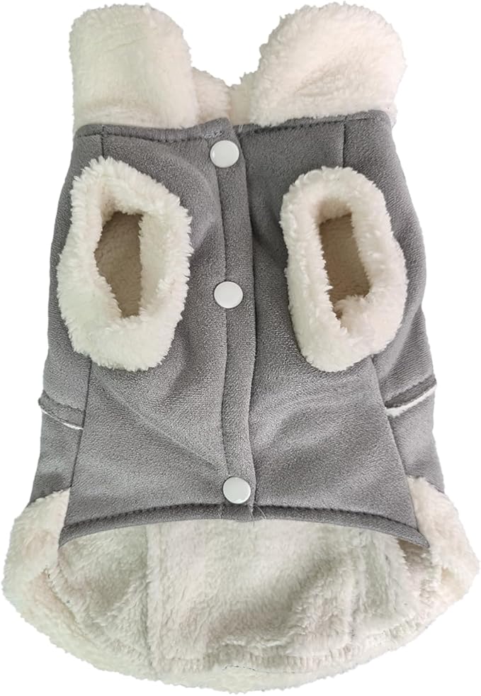 Jecikelon Bowtie Dog Cold Weather Coat Fleece Lining Warm Pet Puppy Turtleneck Dogs Winter Clothes for Small Dogs with D-Ring (Gray, X-Large)