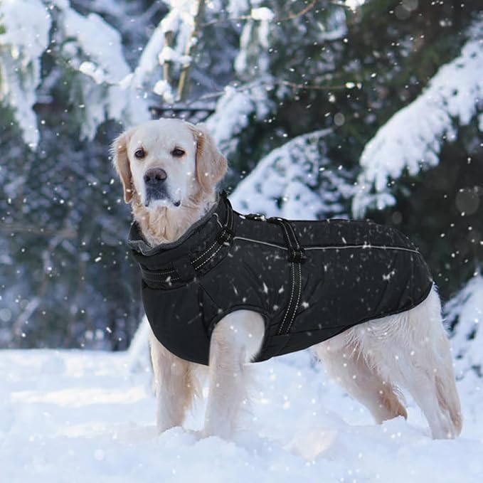 Lelepet Waterproof Dog Jacket with Harness Built in Warm Dog Winter Coat, Reflective Fleece Jacket Jacket, Dogs Coats for Small Dogs, Thermal Pet Snowsuit for Cold Weather Chihuahua, Maltese, Black XS
