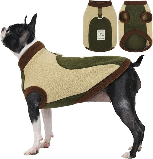 XL Dog Fleece Sweater Vest for Winter Fall Spring,Warm & Soft, Dog Cold Weather Coat for Medium Breeds, Stretchy Pullover Coats for French Bulldog,Machine Washable,Army Green,Size XL