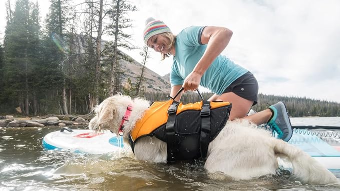 Stunt Puppy Float Doggy Life Jacket, Ergonomic Dog Life Vest for Swimming, Patented Design for Secure Fit, Large, Red