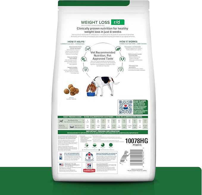 Hill's Prescription Diet r/d Weight Reduction Chicken Flavor Dry Dog Food, Veterinary Diet, 17.6 lb. Bag