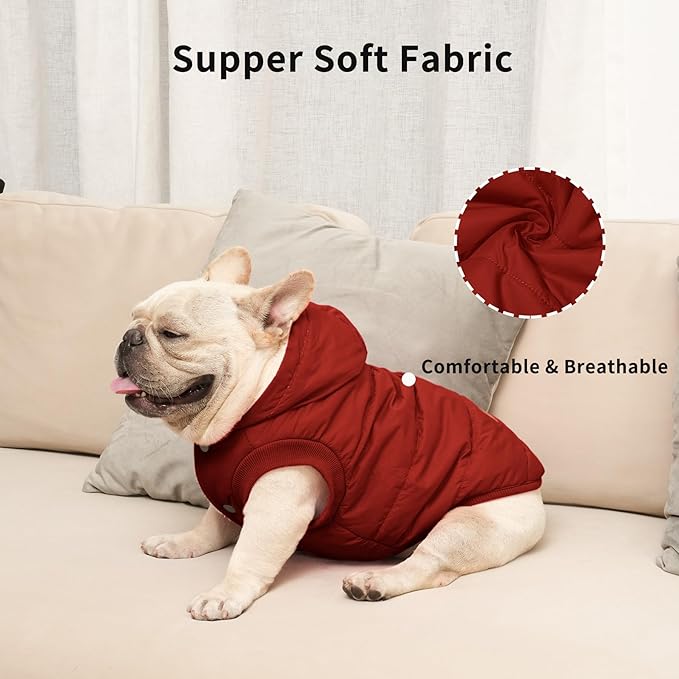 Dog Hoodie in Winter for Medium Dogs Jacket Pet Coats with Hooded, Red L