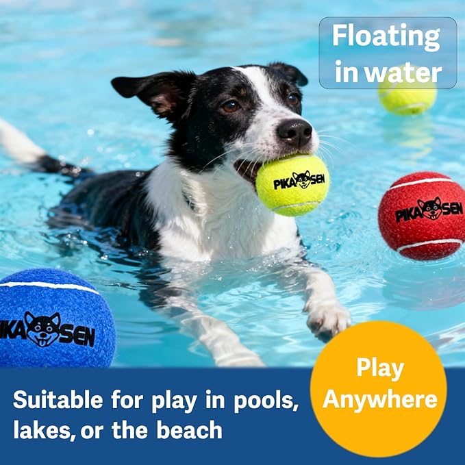 Dog Squeaky Tennis Balls for Pet Playing in 3 Sizes Premium Strong Dog & Puppy Balls for Training, Play, Exercise The Easiest Color for Dogs Red Yellow Blue (Medium-12pack)