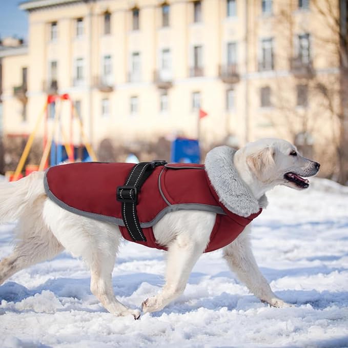 Lelepet Warm Dog Winter Coat Reflective Dog Jacket Fleece Vest Waterproof Windproof Cold Weather Coats with Adjustable Buckle Turtleneck Pet Snowsuit for Small Medium Large Dogs,Boxer,Pitbull,XXL