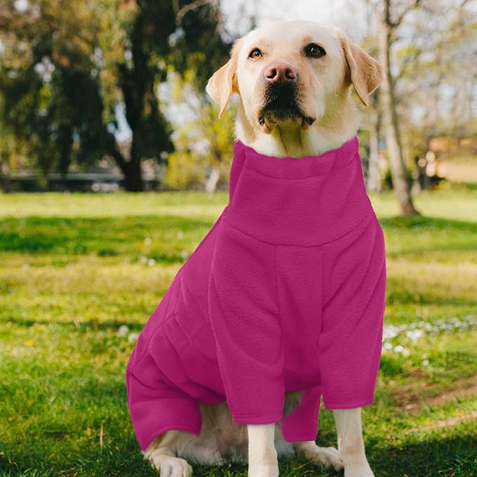 ROZKITCH Pajamas for Large Dogs, Pet Windproof Warm Cold Weather Jacket Vest Cozy Jumpsuit Apparel Outfit Clothes for Small Medium Large Dog Walking Hiking Sleep Pink L