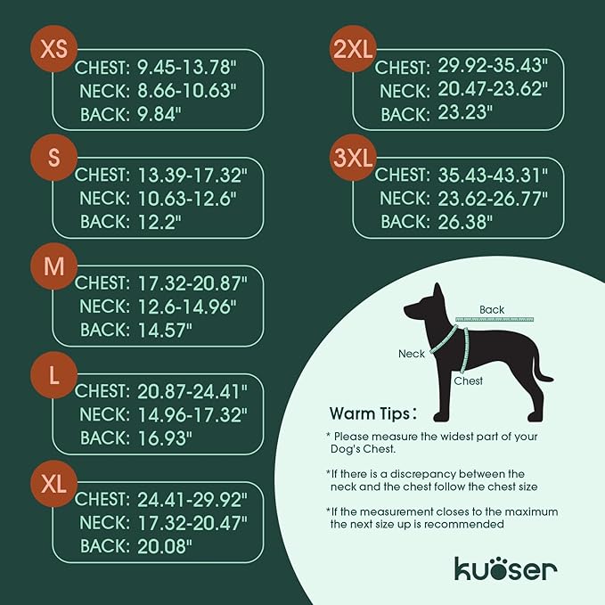 Kuoser Dog Coat Large, Cold Weather Reflective Waterproof Dogs Jacket with Warm Fleece Lining, Turtleneck Dog Winter Coat with Zipper, Doggy Snow Jacket Pet Coats for Small Medium Large Dogs, Blue L