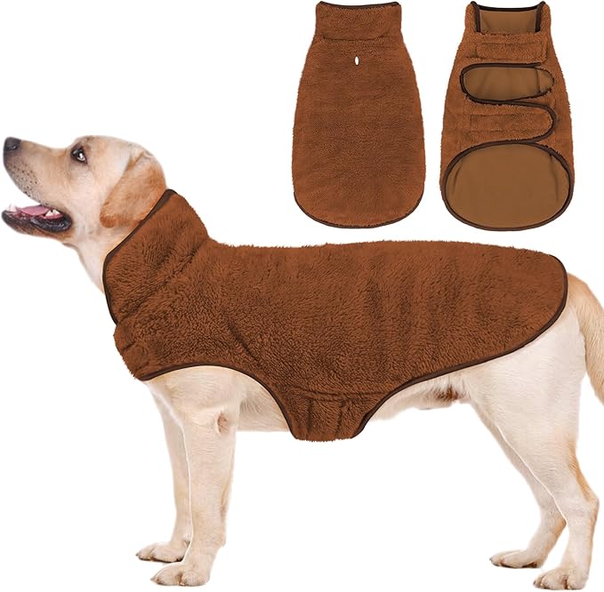 Malier Dog Winter Coat, Reversible Fleece Dog Cold Weather Coats, Windproof Warm Snow Puppy Jacket Vest Pet Clothes for Small Medium Large Dogs (Brown, X-Large)
