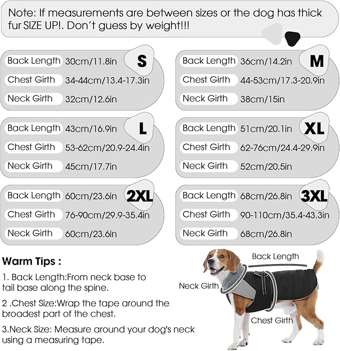 Nanaki Small Dog Coats for Winter Waterproof, Warm Fleece Lining Dog Jacket with Leash Hole, Reflective Adjustable Cold Weather Puppy Jacket Vest, Easy On Pet Snow Jacket Suit Male Female, Black S
