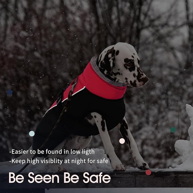 IECOii Extra Warm Dog Coat - Reflective, Adjustable Jacket with Buckle & Turtleneck for Cold Weather - Soft Winter Coat for Small to Extra Large Dogs