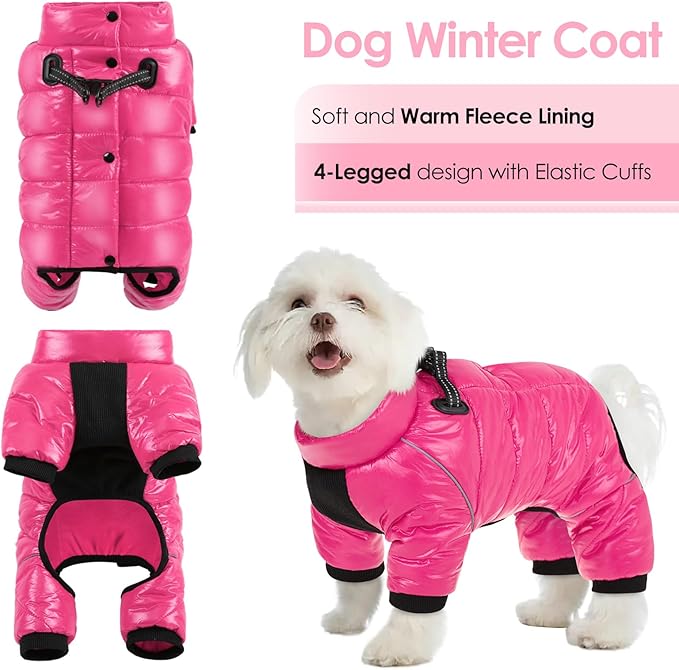 AOFITEE Dog Coat, Waterproof Dog Jacket for Winter, Warm Fullbody Dogs Snowsuit, Winter Coat for Small Dogs, Zip Up Pet Puffer Jacket Fleece Vest, Outdoor Reflective Cold Weather Pet Coats, Medium