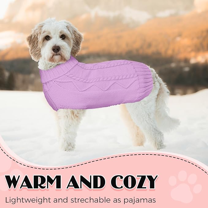 Dog Sweaters for Small Medium Large Dogs Girl, Soft Warm Turtleneck Pup Dogs Shirt, Double Knitting Collar for Outdoor Playing, Warm Dog Clothes