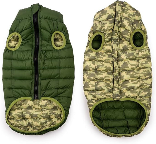 Winchester Pet Premium Reversible Dog Puffer Vest, Green, XXL