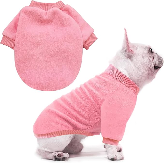 Idepet Dog Fleece Sweater, Small Dogs & Cats Shirt Pullover Sweatshirt, Soft & Warm, Classic Cat & Dog Apparel, XX-Small, Pink