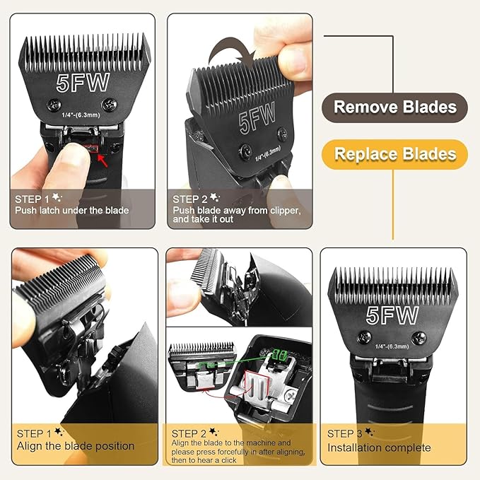 2PCS 10W Wide Blades for Dog Grooming Blades Compatible with Andis Dog Clippers Blades,Dog Clipper Blades Compatible with Oster A5,Wahl km10 Dog Clippers,Stainless-Steel Blade Sharp