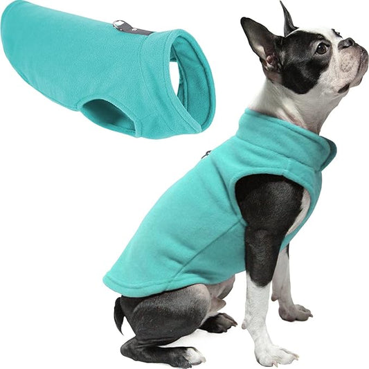 Gooby Fleece Vest Dog Sweater - Turquoise, X-Large - Warm Pullover Fleece Dog Jacket with O-Ring Leash for Small to Medium Dogs