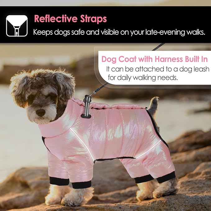 AOFITEE Dog Coat, Waterproof Dogs Jacket for Winter, Warm Fullbody Small Dog Snowsuit, Winter Coat for Small Dogs, Zip Up Pet Puffer Jacket Fleece Vest, Outdoor Reflective Pet Snow Jackets, XXL