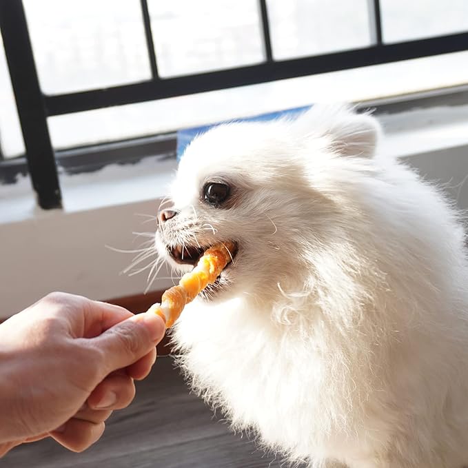 MON2SUN Dog Treats, Rawhide Twist Chicken Hide Sticks, Suitable for Puppy and Small Dogs, 5 Inch (Chicken, 14.11 oz)