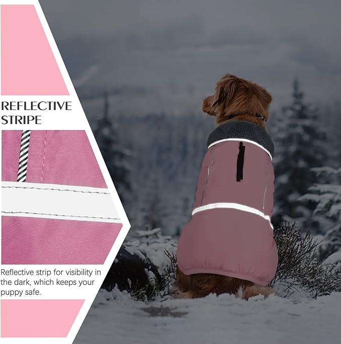 QBLEEV Warm Dog Coat: Reflective Dog Jacket, Waterproof Winter Coat with Turtleneck, Thick Fleece Snowsuit, Christmas Pet Vest for Small to Large Dogs (XL)