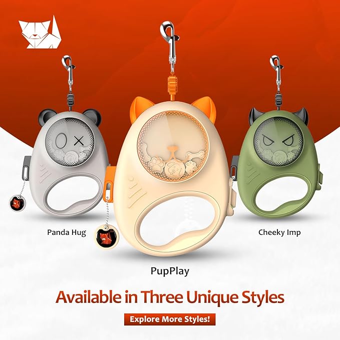 Dog & Cat Retractable Leash, 13ft Strong Nylon Tape with Auto-Locking, Tangle-Free Walking Pet Leash for Small Dogs/Cats Up to 20 lbs, One-Touch Brake, Comfortable Handle, PupPlay Design