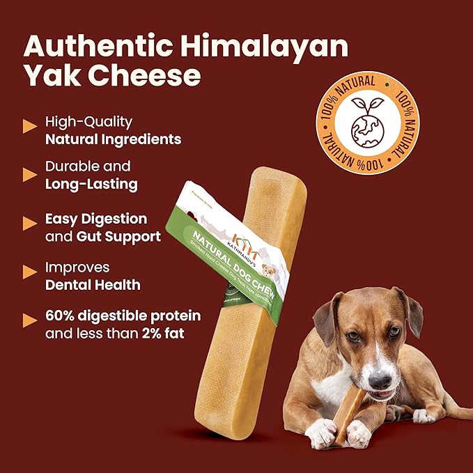 KATHMANDU'S Authentic 100% Natural Himalayan Yak Cheese Dog Chews – Large (Pack of 4) | High Protein, Delicious & Long-Lasting Dog Treats for Aggressive Chewers | Odor & Gluten Free Chews