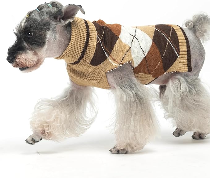 KOOLTAIL Dog Sweater Pet Knitted Clothes - Classic Plaid Pullover Turtleneck Thick Warm Fall Dog Sweaters with Leash Hole, Soft Winter Coats for Small Medium Large Dogs Cats Puppy Girls Boys, M