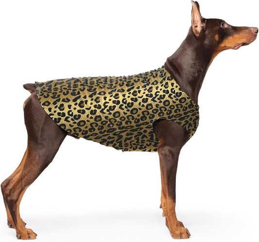 Goldpaw Stretchy Fleece Jacket for Small Dogs - Super Soft, Warm Dog Sweater - Pet Sweater Vest for Fall and Winter - Canine Clothes Made in The USA - Machine Washable - Leopard - Size 24