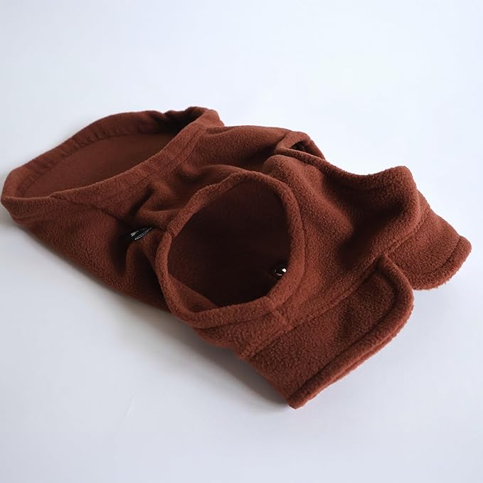 JACKO & CO - Fleece Vest Dog Sweater with Leash Ring - Soft, Warm & Lightweight Pullover Coat for Small & Medium Dogs, Puppies & Cats - Cozy Fall/Winter/Spring Pet Jacket (Chocolate Brown L (10-16lbs)