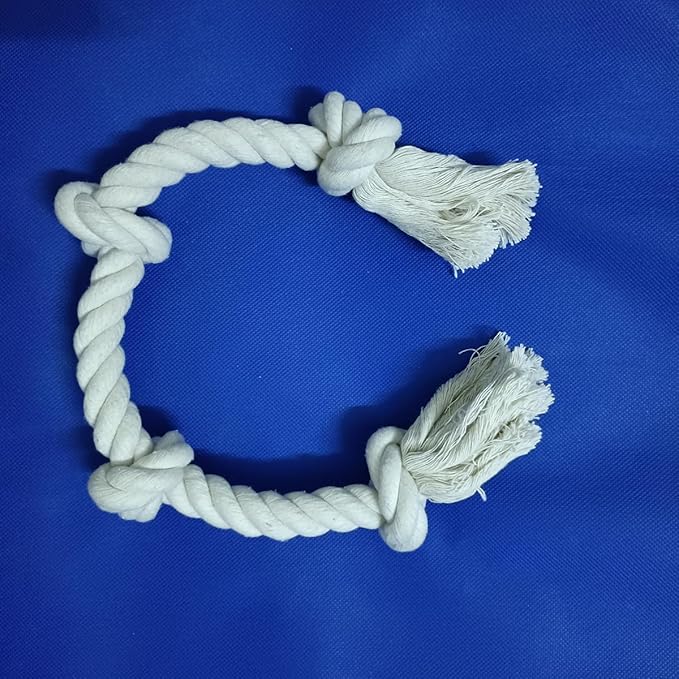 2-Pack White Dog Rope Toys for Aggressive Chewers – 20” Durable 4-Knot Tug Toy for Medium & Large Dogs – Safe, Indoor & Outdoor, Washable Cotton Chew Toy for Dental Health